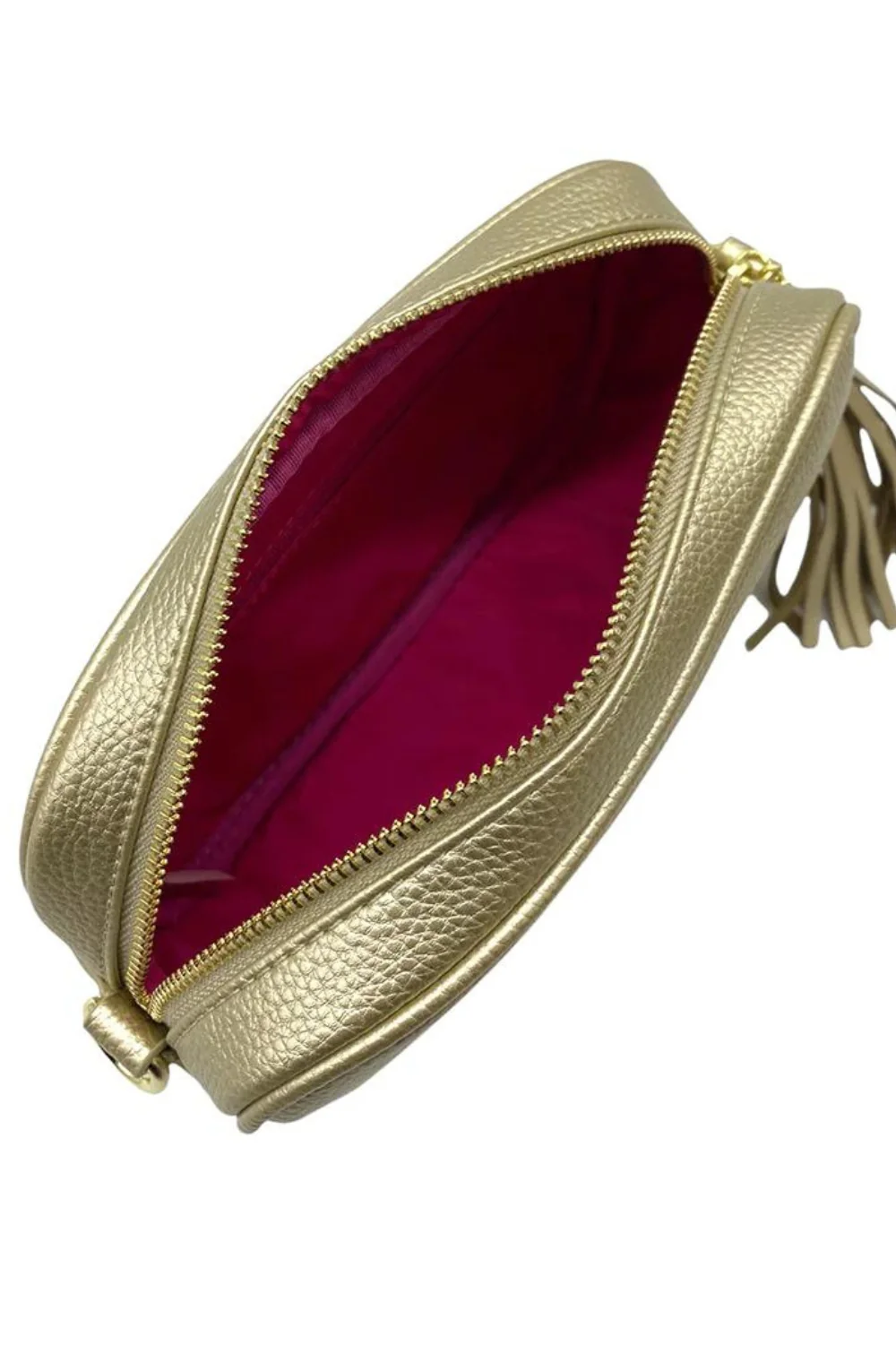 Elegant Gold Faux Leather Crossbody Bag