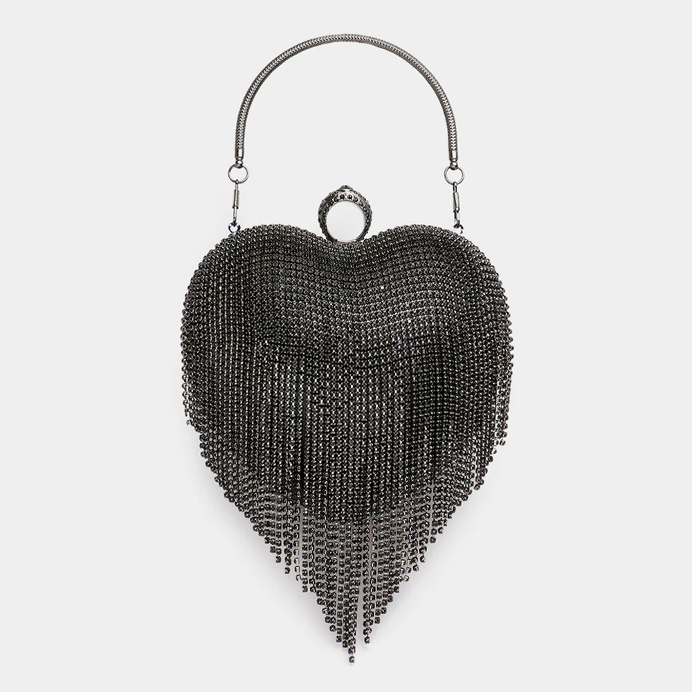 Chic Heart Tassel Clutch