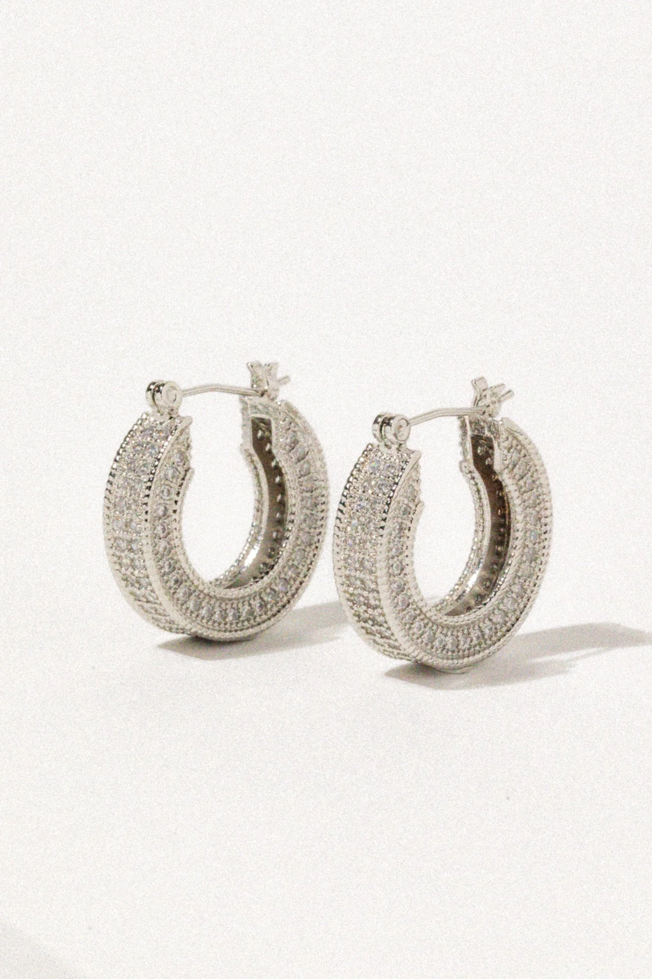 Elegant Hoop Earrings With Simulated Crystals